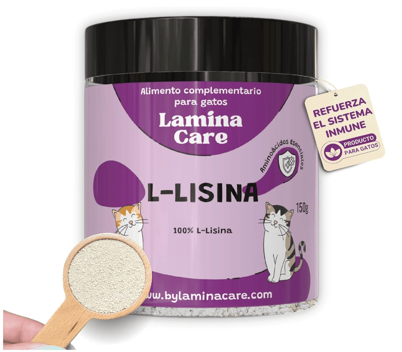 Lisina para gatos 100% natural para o sistema imunitário, de sabor agradável e fácil de adicionar à dieta diária (Lamina Care) - PetDoctors - Loja Online