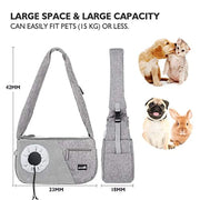 Mala / Transportadora a tiracolo pequena para cães ou gatos, com corda de segurança anti - queda (Cães ou Gatos até 6 kg) (cinzento) - PetDoctors - Loja Online
