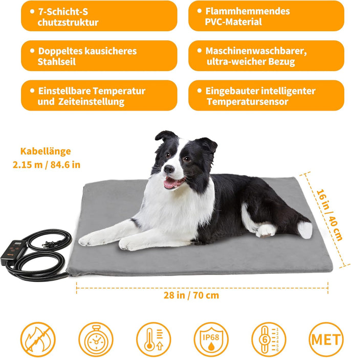 Manta elétrica para cães e gatos, temporizador ajustável, almofada aquecida - PetDoctors - Loja Online