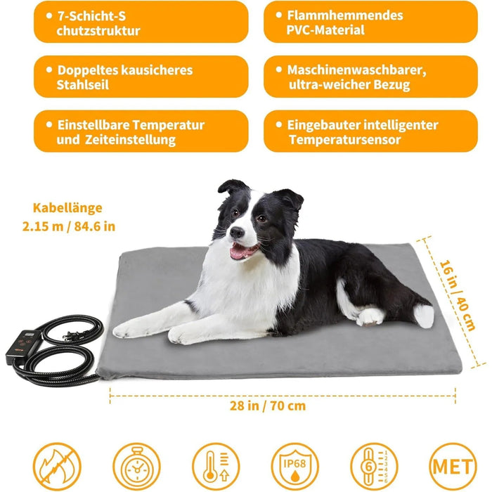 Manta elétrica para cães e gatos, temporizador ajustável, almofada aquecida - PetDoctors - Loja Online
