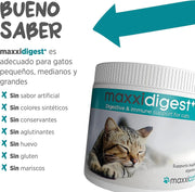 maxxidigest Probióticos, prebióticos e enzimas digestivas para gatos - Ajuda avançada à digestão felina e ao sistema imunitário, sem pó OGM - PetDoctors - Loja Online