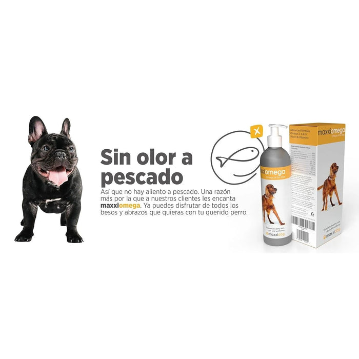 maxxiomega Suplemento em óleo para cães, com bomba de dosagem para fácil administração, ómega 3, 6, 9 e vitaminas A, D, E e biotina | para pele saudável e pêlo brilhante (296 ml) - PetDoctors - Loja Online