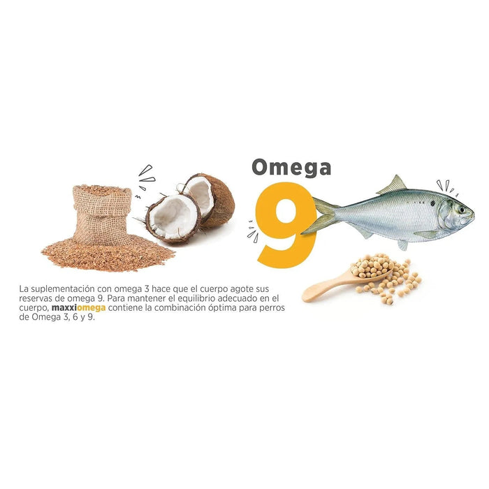 maxxiomega Suplemento em óleo para cães, com bomba de dosagem para fácil administração, ómega 3, 6, 9 e vitaminas A, D, E e biotina | para pele saudável e pêlo brilhante (296 ml) - PetDoctors - Loja Online