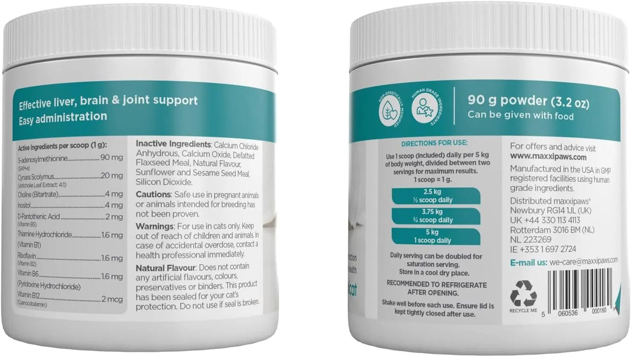 maxxisame Suplemento avançado para gatos – Ajuda ao fígado felino, articulações e saúde cognitiva – 90 g de pó - PetDoctors - Loja Online