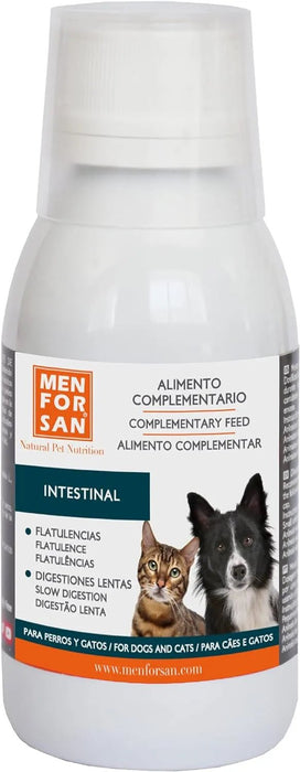 MENFORSAN INTESTINOS Alimento complementar líquido para cães e gatos com problemas intestinais | Melhora as digestões | Evita parasitas internos | 120 ml - PetDoctors - Loja Online