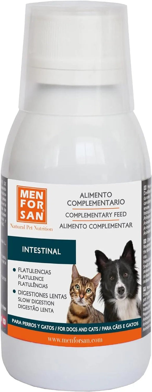 MENFORSAN INTESTINOS Alimento complementar líquido para cães e gatos com problemas intestinais | Melhora as digestões | Evita parasitas internos | 120 ml - PetDoctors - Loja Online
