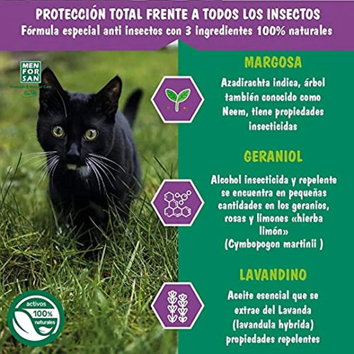 MENFORSAN Pack de 4 Produtos anti - parasitários para Gatos - 4 Produtos repelentes: Coleira, Champô, Spray e 2 Unidades de pipetas Anti Insectos - PetDoctors - Loja Online