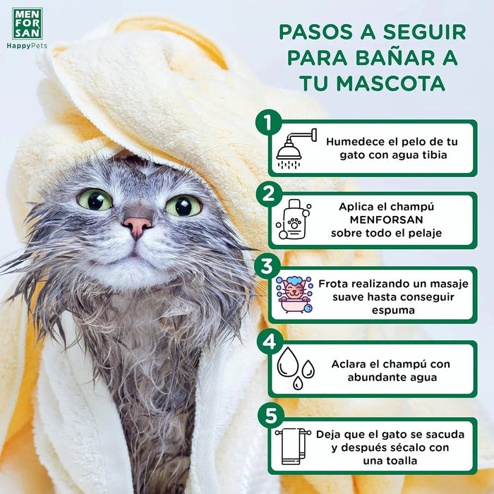 MENFORSAN Pack higiene e beleza para gatos menforsan, champô muito macio gatos 300 ml, colónia morango para gatos de 125 ml, champô em espuma para cães e gatos 200 ml, rico aroma a morangos - PetDoctors - Loja Online