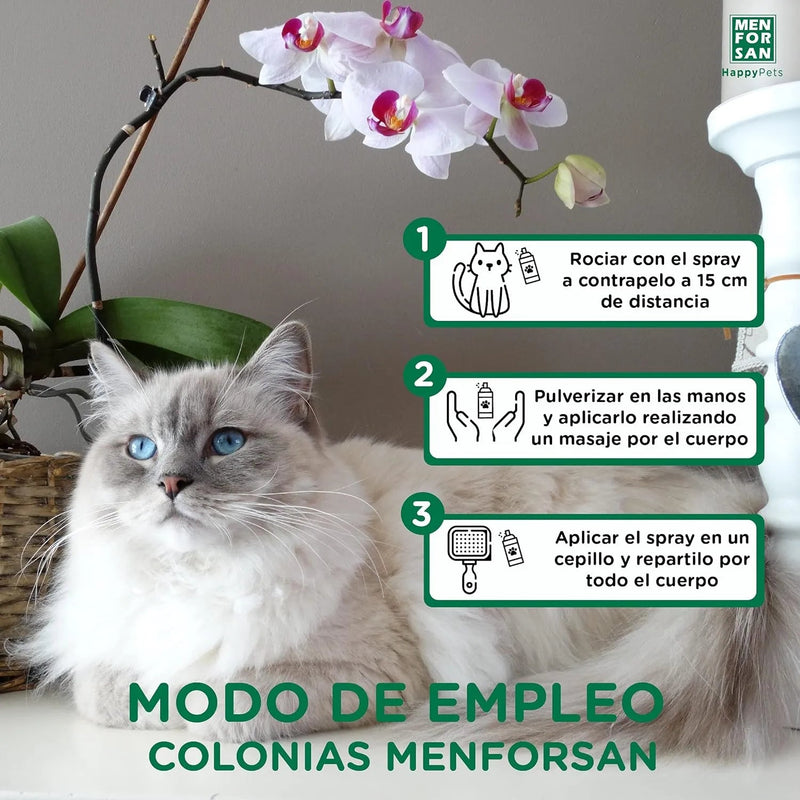 MENFORSAN Pack higiene e beleza para gatos menforsan, champô muito macio gatos 300 ml, colónia morango para gatos de 125 ml, champô em espuma para cães e gatos 200 ml, rico aroma a morangos - PetDoctors - Loja Online