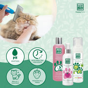MENFORSAN Pack higiene e beleza para gatos menforsan, champô muito macio gatos 300 ml, colónia morango para gatos de 125 ml, champô em espuma para cães e gatos 200 ml, rico aroma a morangos - PetDoctors - Loja Online
