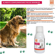 MENFORSAN PELE SENSÍVEL Alimento complementar líquido para cães e gatos com peles sensíveis | Ingredientes naturais | Para animais com pele atópica, vermelhidão ou excesso de gordura na pele (120 ml) - PetDoctors - Loja Online