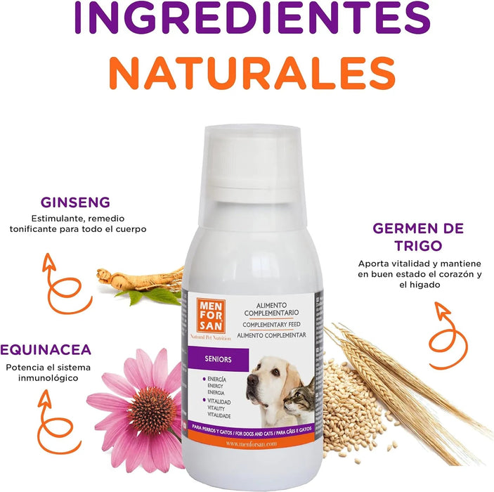 MENFORSAN SENIOR Suplemento nutricional líquido para cães e gatos sênior | Melhora o desempenho físico, traz vitalidade | Aumenta o apetite | 120 ml - PetDoctors - Loja Online