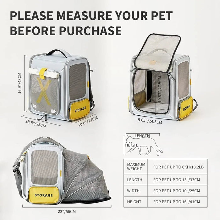 Mochila Transportadora Breezy Zone para gatos e cães pequenos, Expansível e Dobrável - Mochila de viagem - PetDoctors - Loja Online