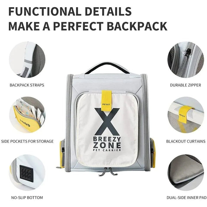 Mochila Transportadora Breezy Zone para gatos e cães pequenos, Expansível e Dobrável - Mochila de viagem - PetDoctors - Loja Online
