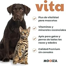 MOOIZA Vita - 21 multivitaminas e minerais para cães e gatos, aminoácidos, complexo vitamina B com vitamina A, C, D3 - zinco - iodo - cálcio - apoio imunitário - ossos - PetDoctors - Loja Online