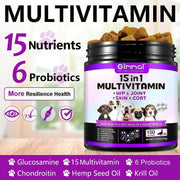 Multivitaminas Suplemento para Cães, 15 minerais e vitaminas para todos os cães 150 comprimidos, sabor de pato - PetDoctors - Loja Online