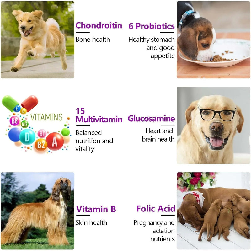 Multivitaminas Suplemento para Cães, 15 minerais e vitaminas para todos os cães 150 comprimidos, sabor de pato - PetDoctors - Loja Online