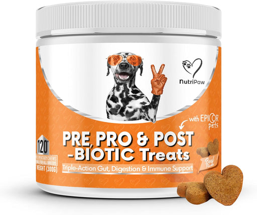 NutriPaw Pré e Probióticos para cães, saúde intestinal e digestiva, glândulas anais, diarreias, orelhas com mau cheiro ou comichão, enzimas digestivas - PetDoctors - Loja Online