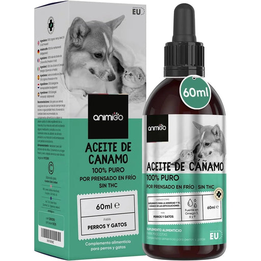 Óleo de cânhamo 100 % puro para cães e gatos 60 ml, calmante e anti - stress, ômega 3, 6 e 9, melhora o sono e cuida das suas articulações, pele e pêlo, sem sabor - PetDoctors - Loja Online