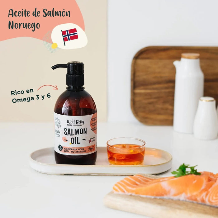 Óleo de salmão norueguês para cães e gatos - 500 ml, rico em Omega 3, 6 e vitaminas para o cuidado da pele, propriedades anti - inflamatórias - 100% natural - PetDoctors - Loja Online