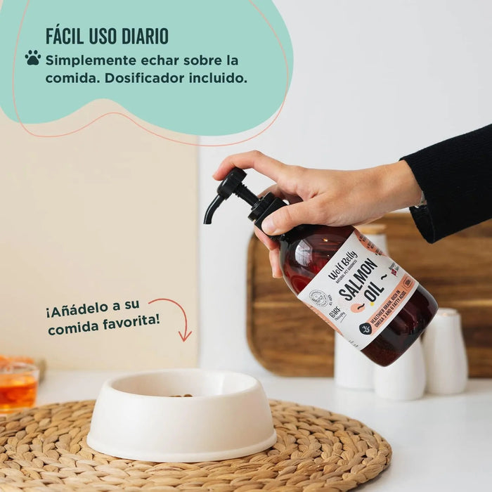 Óleo de salmão norueguês para cães e gatos - 500 ml, rico em Omega 3, 6 e vitaminas para o cuidado da pele, propriedades anti - inflamatórias - 100% natural - PetDoctors - Loja Online