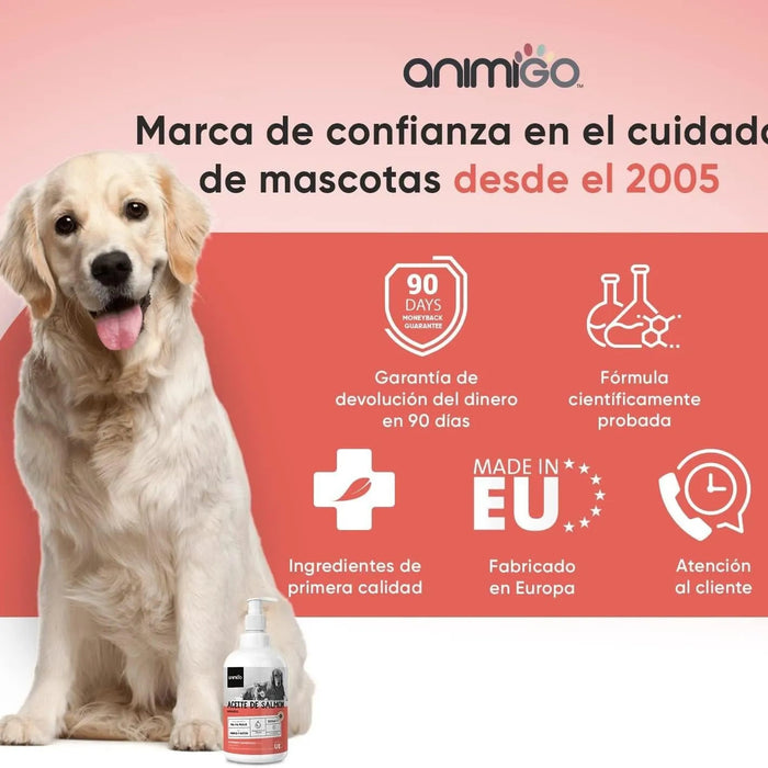 Óleo de salmão para cães e gatos (500 ml) - natural, salmão norueguês - suplemento Barf para cães e gatos com Omega 3, Omega 6 e Omega 9, pelo com mais brilho, pele saudável e hidratada, para articulações - PetDoctors - Loja Online