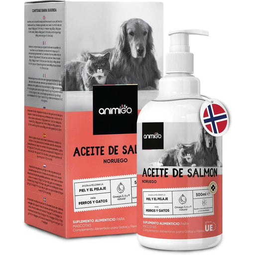 Óleo de salmão para cães e gatos (500 ml) - natural, salmão norueguês - suplemento Barf para cães e gatos com Omega 3, Omega 6 e Omega 9, pelo com mais brilho, pele saudável e hidratada, para articulações - PetDoctors - Loja Online