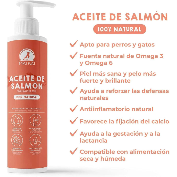 Óleo de salmão para cães e gatos - anti - inflamatório, ômega 3 e 6, pele saudável e pelo brilhante, vitaminas e cálcio, 100% natural - PetDoctors - Loja Online