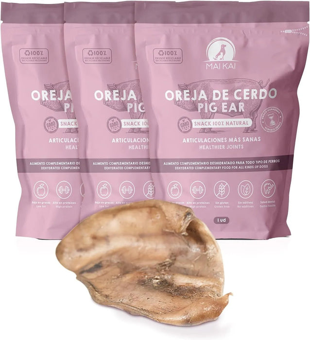 Orelhas de porco para cães - Snacks 100 % naturais - alternativa aos ossos para cães - orelha de porco completa desidratada - PetDoctors - Loja Online