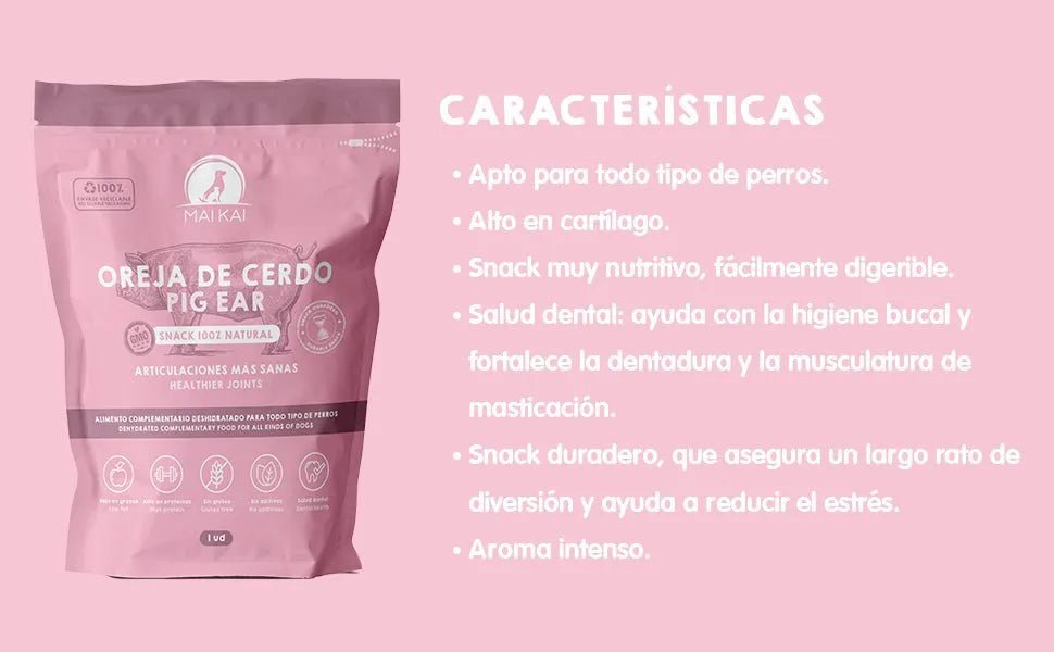 Orelhas de porco para cães - Snacks 100 % naturais - alternativa aos ossos para cães - orelha de porco completa desidratada - PetDoctors - Loja Online