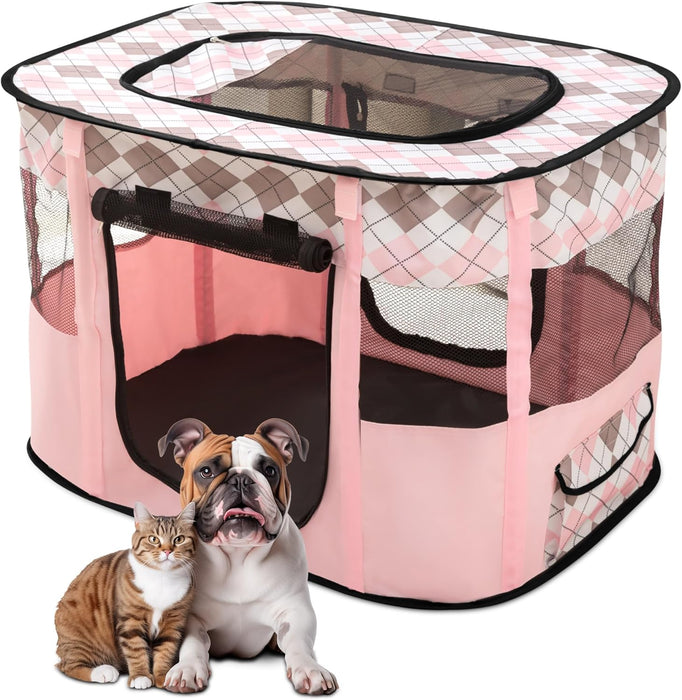 Parque dobrável para cães pequenos e gatos, portátil, uso interno ou exterior - PetDoctors - Loja Online