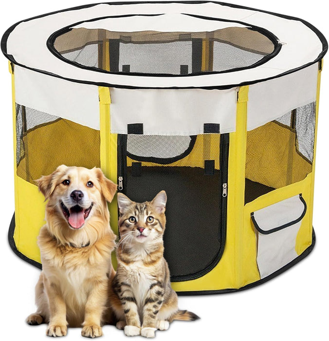 Parque dobrável para cães pequenos e gatos, portátil, uso interno ou exterior - PetDoctors - Loja Online