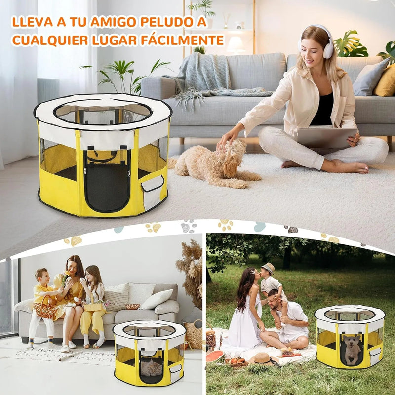 Parque dobrável para cães pequenos e gatos, portátil, uso interno ou exterior - PetDoctors - Loja Online