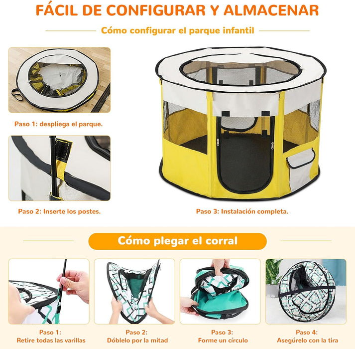 Parque dobrável para cães pequenos e gatos, portátil, uso interno ou exterior - PetDoctors - Loja Online