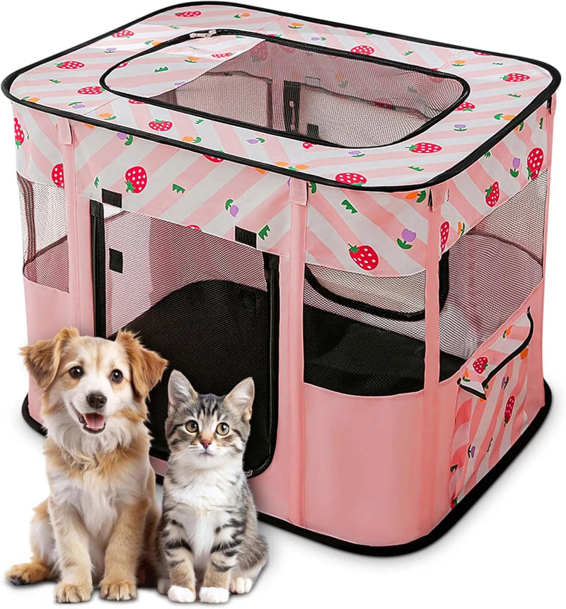 Parque dobrável para cães pequenos e gatos, portátil, uso interno ou exterior - PetDoctors - Loja Online