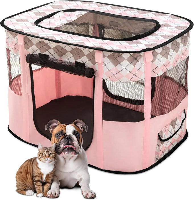 Parque dobrável para cães pequenos e gatos, portátil, uso interno ou exterior - PetDoctors - Loja Online