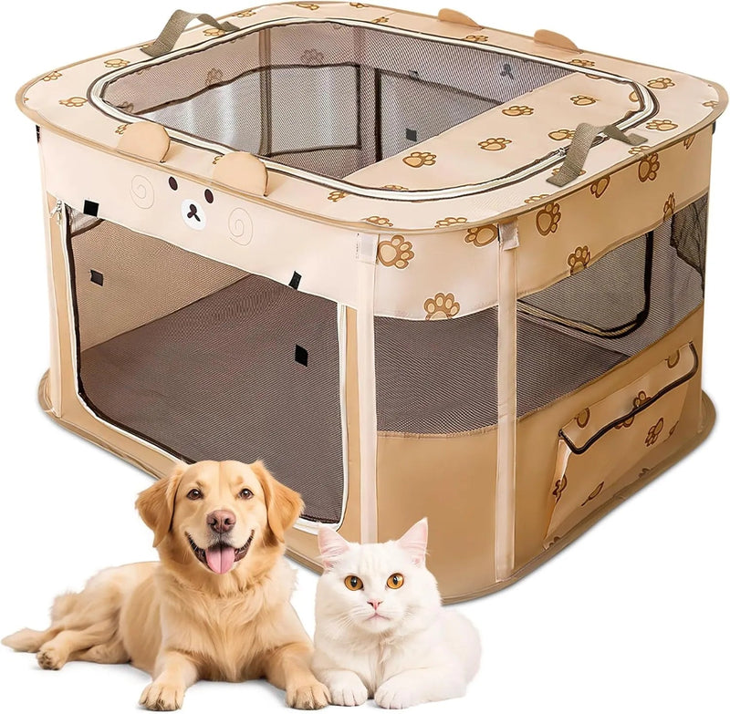 Parque dobrável para cães pequenos e gatos, portátil, uso interno ou exterior - PetDoctors - Loja Online