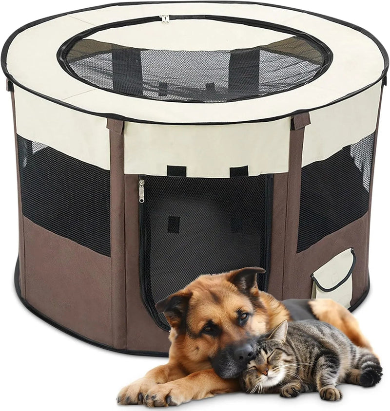 Parque dobrável para cães pequenos e gatos, portátil, uso interno ou exterior - PetDoctors - Loja Online