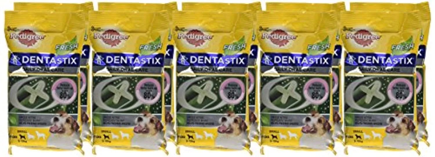PEDIGREE Dentastix Fresh - Para Cães Pequenos - Higiene Oral e contra o Mau Hálito - Caixa com 10 pacotes x 110 gr cada - Total: 1100 gr (70 barrinhas) - PetDoctors - Loja Online