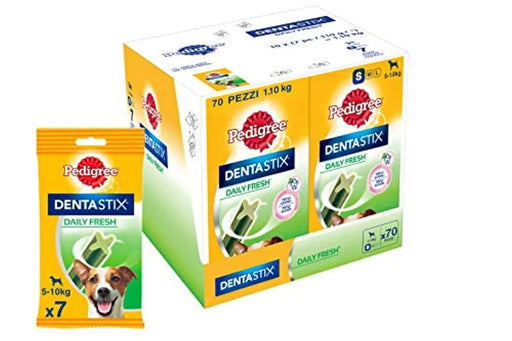 PEDIGREE Dentastix Fresh - Para Cães Pequenos - Higiene Oral e contra o Mau Hálito - Caixa com 10 pacotes x 110 gr cada - Total: 1100 gr (70 barrinhas) - PetDoctors - Loja Online