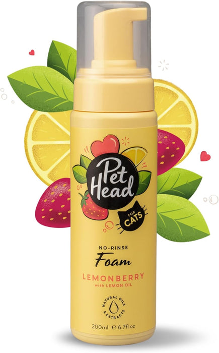 PET HEAD Felin Good Shampoo em espuma para gatos 200 ml, aroma frutado. Shampoo que não requer enxaguamento e secagem rápida. Hipoalergénico com ingredientes naturais e veganos - PetDoctors - Loja Online