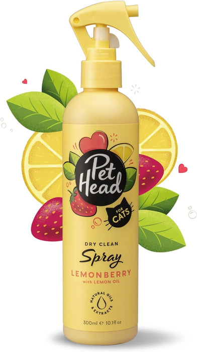 PET HEAD Felin Good Spray de higiene para gatos 300 ml, aroma de fruto. Shampoo que não requer lavagem e secagem rápida. Hipoalergénico com ingredientes naturais. Fórmula suave para gatos e gatinhos - PetDoctors - Loja Online