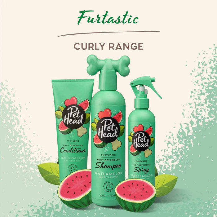 PET HEAD Furtastic Condicionador para cães de pelo longo e encaracolado, 250 ml, aroma de melancia. Hidrata e desembaraça o pêlo. Hipoalergénico com ingredientes naturais. Adequado para cachorros - PetDoctors - Loja Online