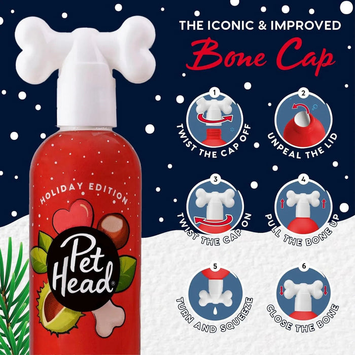 PET HEAD Holiday Edition Shampoo e spray de higiene para cães, cada 300 ml - castanhas com aroma a canela. Hipoalergénico com ingredientes naturais e veganos. Fórmula suave para cachorros - PetDoctors - Loja Online