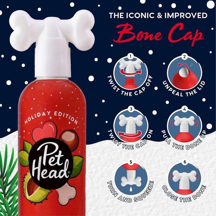 PET HEAD Holiday Edition Shampoo e spray de higiene para cães, cada 300 ml - castanhas com aroma a canela. Hipoalergénico com ingredientes naturais e veganos. Fórmula suave para cachorros - PetDoctors - Loja Online