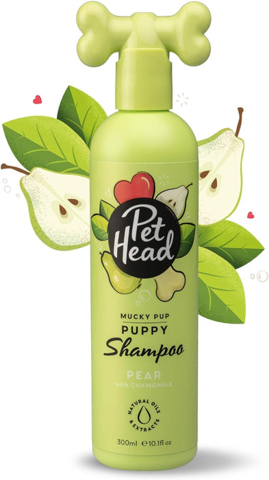 PET HEAD Mucky Puppy Shampoo para cachorros 300 ml - aroma de pêra. Shampoo hipoalergénico para cães com ingredientes naturais. Fórmula suave para cães e cachorros com mais de 8 semanas de idade - PetDoctors - Loja Online