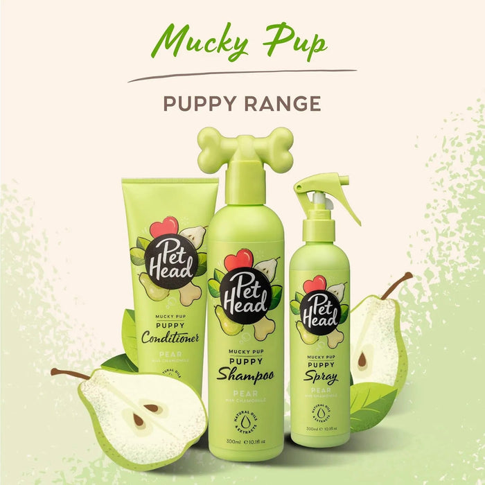 PET HEAD Mucky Puppy Spray desodorizante para cachorros 300 ml, aroma de pêra. Hipoalergénico com ingredientes naturais. Fórmula suave para cães e cachorros com mais de 8 semanas de idade - PetDoctors - Loja Online