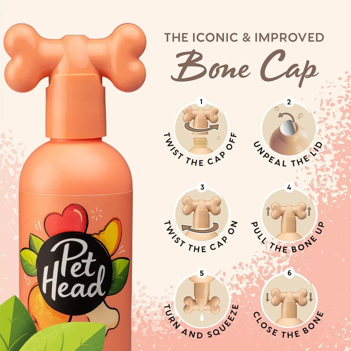 PET HEAD Quick Fix champô e condicionador para cães 300 ml, aroma de pêssego. Nutre e suaviza o pêlo. Hipoalergénico com ingredientes naturais e veganos. Fórmula suave para cães e cachorros - PetDoctors - Loja Online