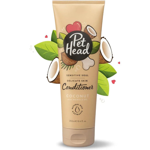 PET HEAD Sensitive Soul Condicionador para cães com pele sensível 250 ml, aroma de côco. Hipoalergénico, calmante e hidratante, ingredientes naturais e vegano. Adequado para cachorros e cães - PetDoctors - Loja Online