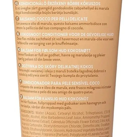 PET HEAD Sensitive Soul Condicionador para cães com pele sensível 250 ml, aroma de côco. Hipoalergénico, calmante e hidratante, ingredientes naturais e vegano. Adequado para cachorros e cães - PetDoctors - Loja Online
